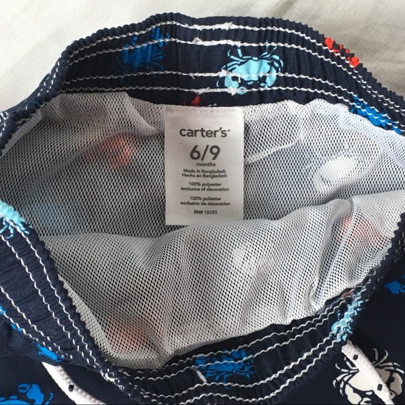NWT bathing suit Carter's crabs blue red boys 6 9M - Picture 6 of 8
